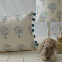 Load image into Gallery viewer, Block printed recycled linen lampshade - mulberry tree design