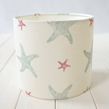 Load image into Gallery viewer, Block printed recycled linen lampshade - starfish design
