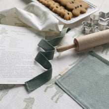 Load image into Gallery viewer, Children's recycled linen apron and baking set - patterdale terrier design