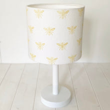 Load image into Gallery viewer, Block printed recycled linen lampshade - honey bee design