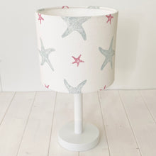 Load image into Gallery viewer, Block printed recycled linen lampshade - starfish design