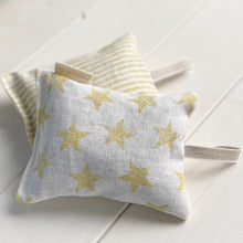 Load image into Gallery viewer, Block printed recycled linen lavender bags - stars and stripes design