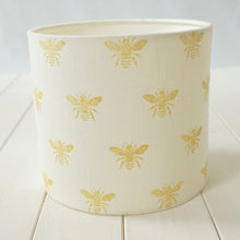 Load image into Gallery viewer, Block printed recycled linen lampshade - honey bee design
