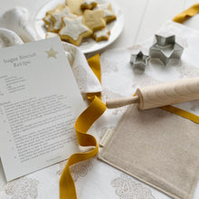 Load image into Gallery viewer, Children&#39;s recycled linen apron and baking set - curly sheep design
